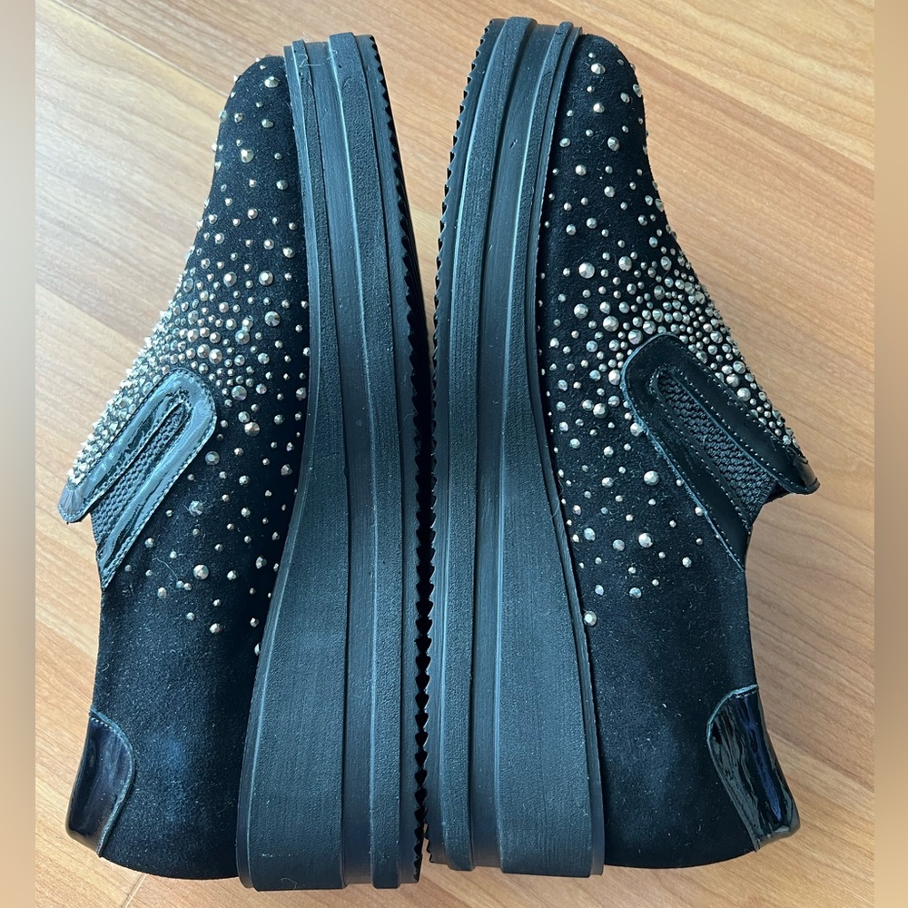 Black Suede Studded Platform Slip-On Shoes Statement EU 36 / US 6 Vesba - Picture 4 of 9
